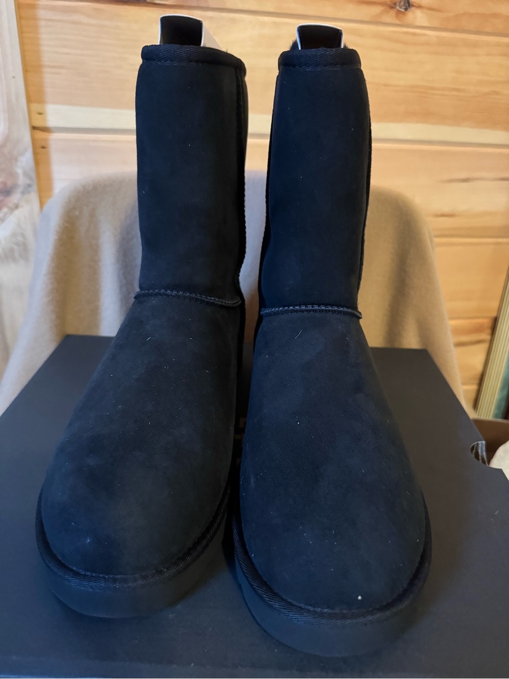 UGG Men's Classic Suede Pull-On Mid-Calf Boots Black US 12 EU 45